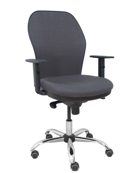 Silla Jorquera respaldo bali gris oscuro asiento bali gris oscuro base cromada y ruedas parqué