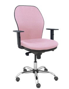 Silla Jorquera respaldo bali rosa asiento bali rosa base cromada y ruedas parqué