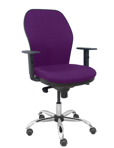 Silla Jorquera respaldo bali morado asiento bali morado base cromada y ruedas parqué