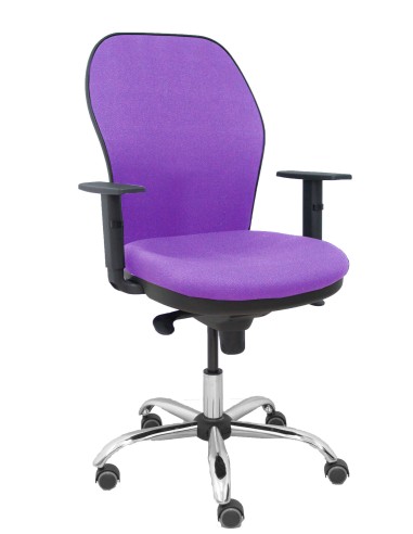 Silla Jorquera respaldo bali lila asiento bali lila base cromada y ruedas parqué