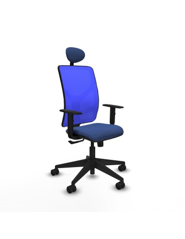 Motilla sincro malla azul bali azul marino brazos 1D base piramidal cabecero fijo ruedas 65mm nailon