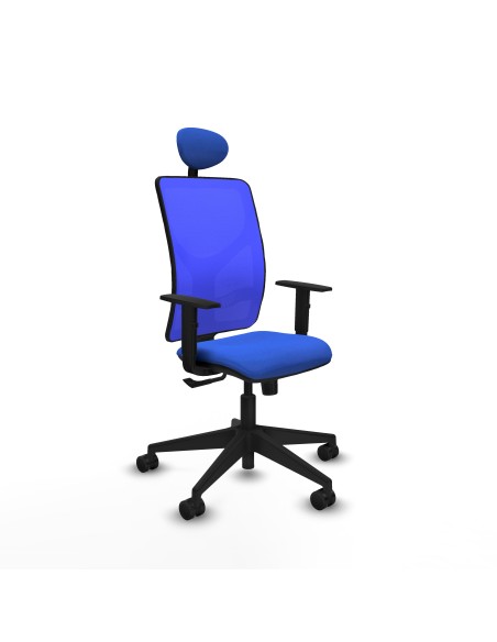 Motilla sincro malla azul bali azul brazos 1D base piramidal cabecero fijo ruedas 65mm nailon