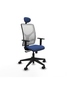 Motilla sincro malla blanca bali azul marino brazos 1D base piramidal cabecero fijo ruedas 65mm nailon