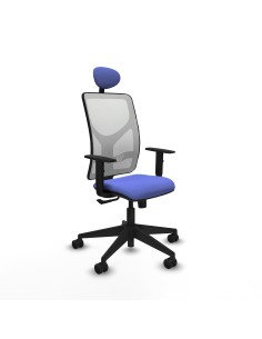 Motilla sincro malla blanca bali azul claro brazos 1D base piramidal cabecero fijo ruedas 65mm nailon