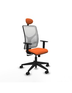 Motilla sincro malla blanca bali naranja brazos 1D base piramidal cabecero fijo ruedas 65mm nailon