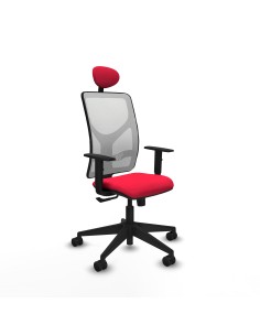 Motilla sincro malla blanca bali rojo brazos 1D base piramidal cabecero fijo ruedas 65mm nailon