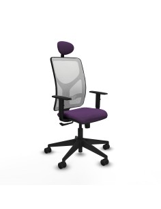 Motilla sincro malla blanca bali morado brazos 1D base piramidal cabecero fijo ruedas 65mm nailon