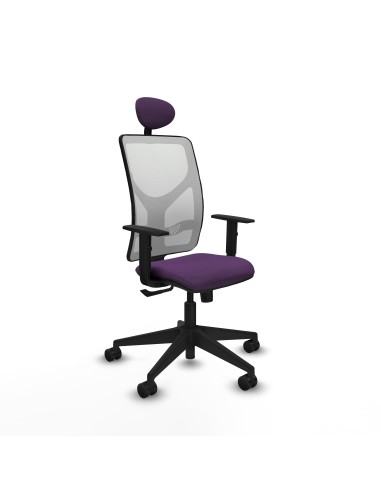 Motilla sincro malla blanca bali morado brazos 1D base piramidal cabecero fijo ruedas 65mm nailon