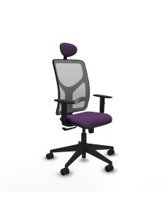 Motilla sincro malla gris bali morado brazos 1D base piramidal cabecero fijo ruedas 65mm nailon