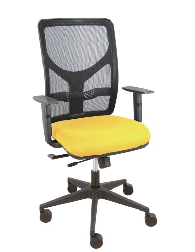 Silla Motilla traslack malla negra asiento bali amarillo brazo regulable