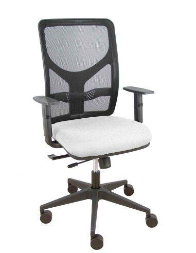Silla Motilla traslack malla negra asiento bali blanco brazo regulable