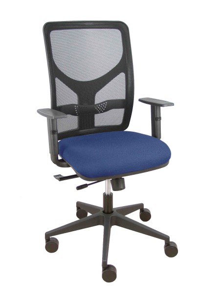Silla Motilla traslack malla negra asiento bali azul marino brazo regulable