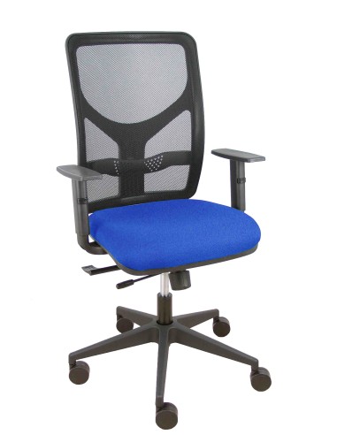 Silla Motilla traslack malla negra asiento bali azul brazo regulable