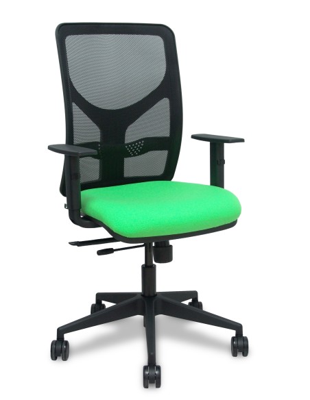 Silla Motilla traslack malla negra asiento bali pistacho brazo regulable