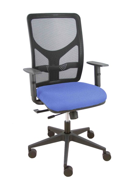 Silla Motilla traslack malla negra asiento bali azul claro brazo regulable