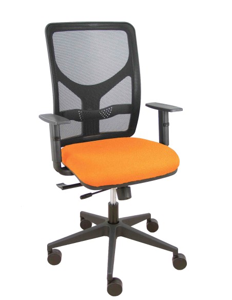 Silla Motilla traslack malla negra asiento bali naranja brazo regulable