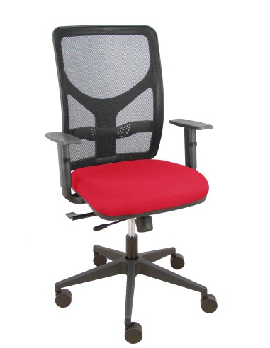 Silla Motilla traslack malla negra asiento bali rojo brazo regulable