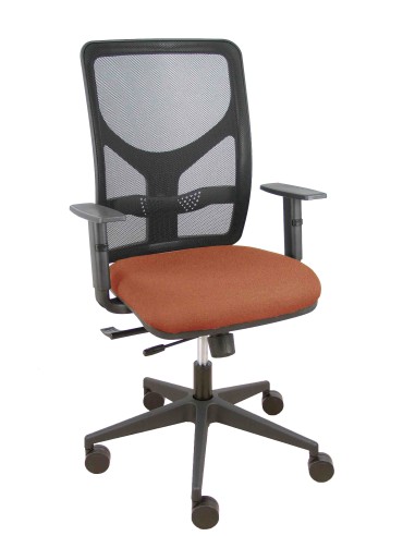 Silla Motilla traslack malla negra asiento bali marrón brazo regulable
