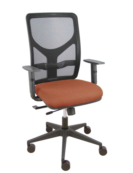 Silla Motilla traslack malla negra asiento bali marrón brazo regulable