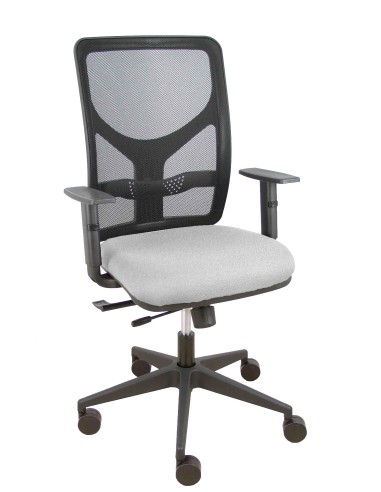 Silla Motilla traslack malla negra asiento bali gris claro brazo regulable