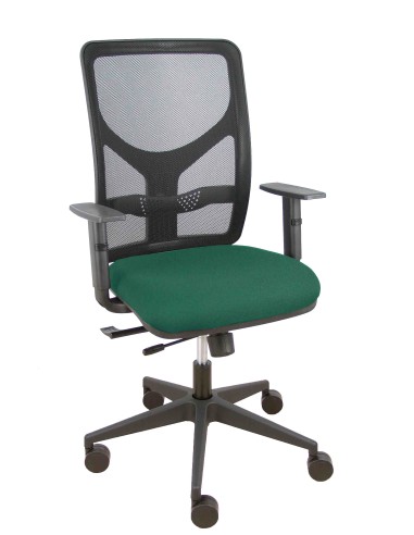 Silla Motilla traslack malla negra asiento bali verde botella brazo regulable