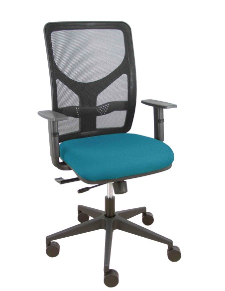 Silla Motilla traslack malla negra asiento bali verde petróleo brazo regulable