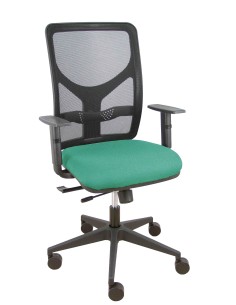 Silla Motilla traslack malla negra asiento bali verde esmeralda brazo regulable