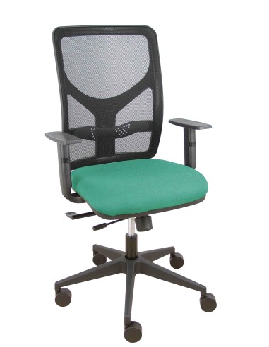 Silla Motilla traslack malla negra asiento bali verde esmeralda brazo regulable