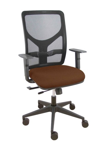 Silla Motilla traslack malla negra asiento bali marrón oscuro brazo regulable