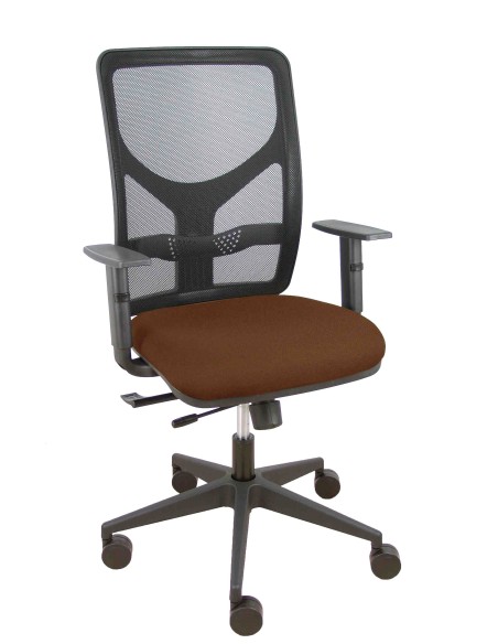 Silla Motilla traslack malla negra asiento bali marrón oscuro brazo regulable