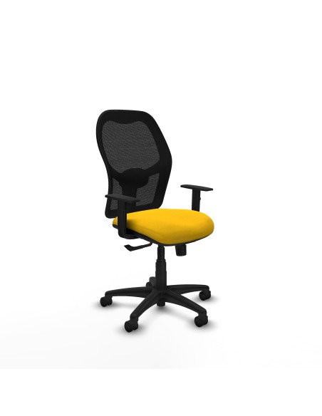 Alocén sincro malla negra bali amarillo brazos 1D base poliamida  ruedas nailon 50mm