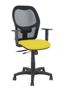Silla Alocén traslack malla negra asiento bali amarillo brazos regulables