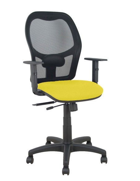 Silla Alocén traslack malla negra asiento bali amarillo brazos regulables