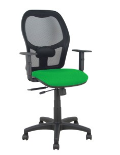Silla Alocén traslack malla negra asiento bali verde brazos regulables