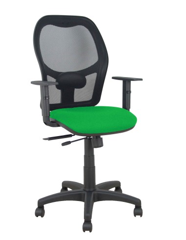 Silla Alocén traslack malla negra asiento bali verde brazos regulables