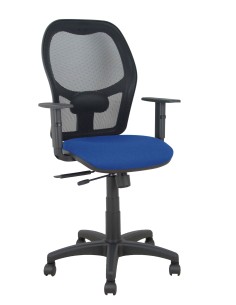 Silla Alocén traslack malla negra asiento bali azul marino brazos regulables