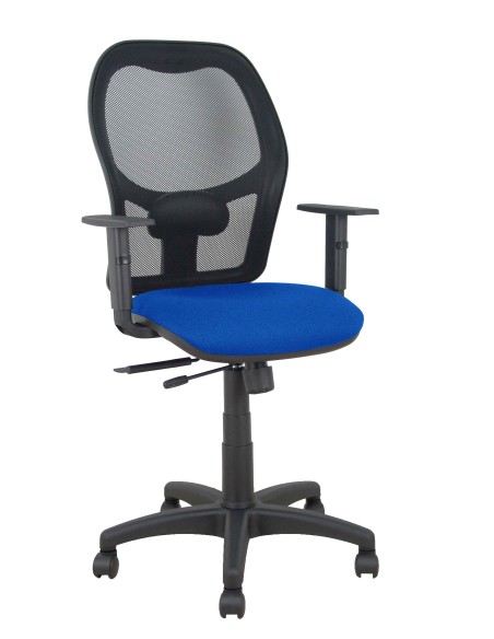 Silla Alocén traslack malla negra asiento bali azul brazos regulables
