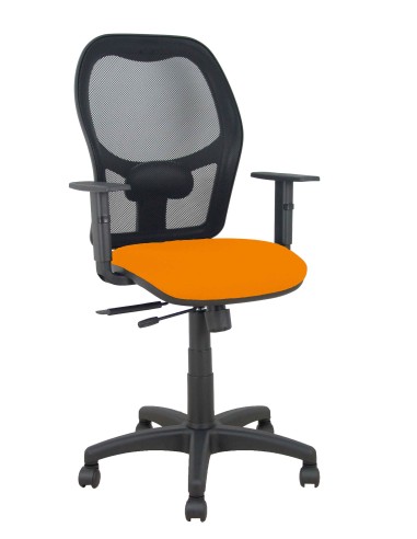 Silla Alocén traslack malla negra asiento bali naranja brazos regulables