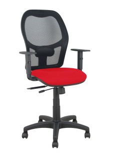 Silla Alocén traslack malla negra asiento bali rojo brazos regulables
