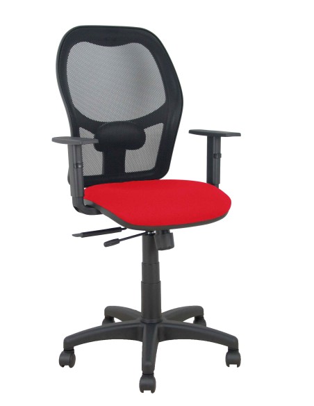 Silla Alocén traslack malla negra asiento bali rojo brazos regulables