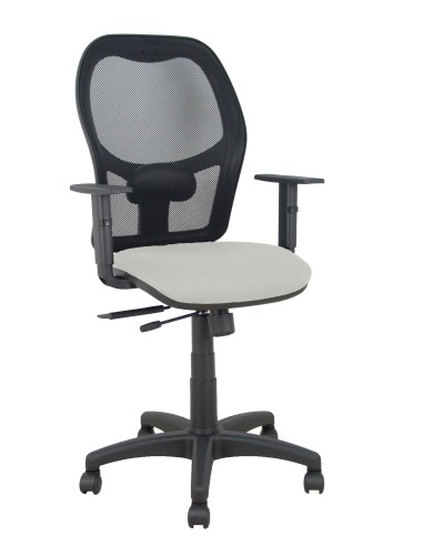 Silla Alocén traslack malla negra asiento bali gris claro brazos regulables