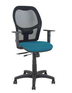 Silla Alocén traslack malla negra asiento bali verde petróleo brazos regulables