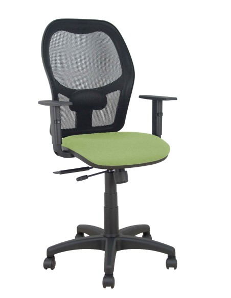 Silla Alocén traslack malla negra asiento bali verde oliva brazos regulables