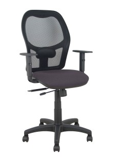 Silla Alocén traslack malla negra asiento bali gris oscuro brazos regulables