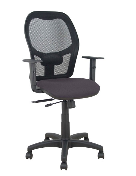 Silla Alocén traslack malla negra asiento bali gris oscuro brazos regulables