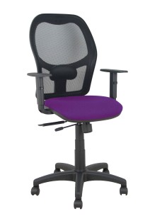 Silla Alocén traslack malla negra asiento bali morado brazos regulables