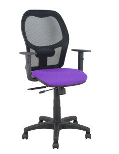 Silla Alocén traslack malla negra asiento bali lila brazos regulables