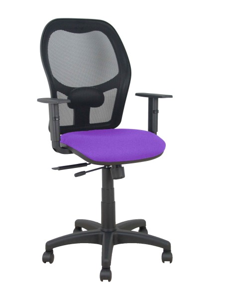 Silla Alocén traslack malla negra asiento bali lila brazos regulables