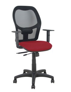 Silla Alocén traslack malla negra asiento bali granate brazos regulables