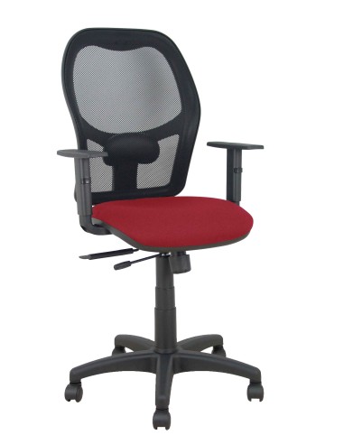 Silla Alocén traslack malla negra asiento bali granate brazos regulables